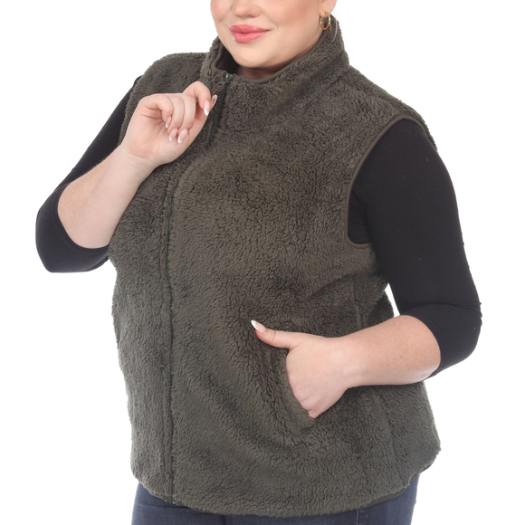 Plus Size Zip up sherpa vest - Picture 5 of 5